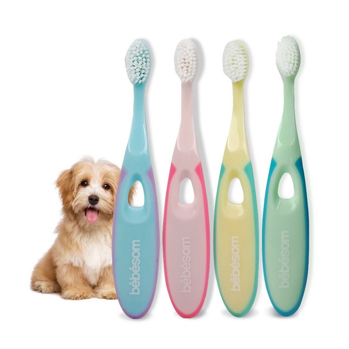 베베솜 논슬립 미세모 강아지 칫솔 4개