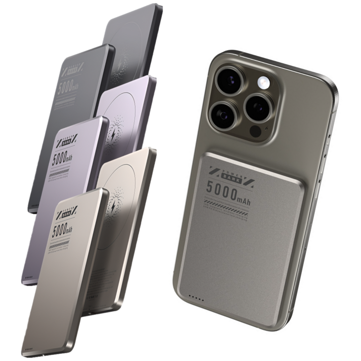 루비크 초슬림 초경량 보조배터리 맥세이프 호환 고속 유무선 충전 5000mAh 0.65cm, 퍼플 라벤더