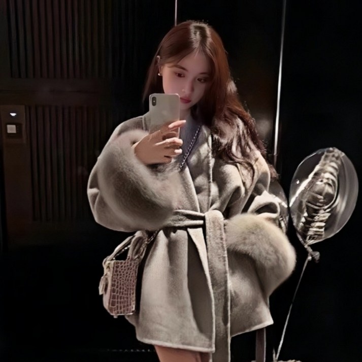 ZAJA  가을겨울 여성 반코트 고급스러운 겨울 코트 미들 길이 모직코트