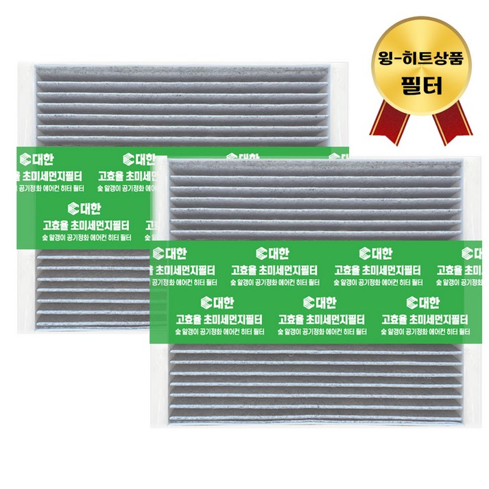 대한 PM2.5 고효율 활성탄 자동차 에어컨필터 2개입, 2개입, 더뉴싼타페TM  하이브리드PC118