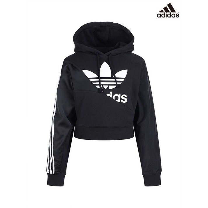 아디다스 adidas 여성 블랙 오리지널 빅로고 후드 긴팔티셔츠