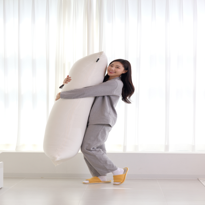 끌어안고 자기 딱 좋은 부드러운 크림 바디필로우 방수형, 바닐라 크림