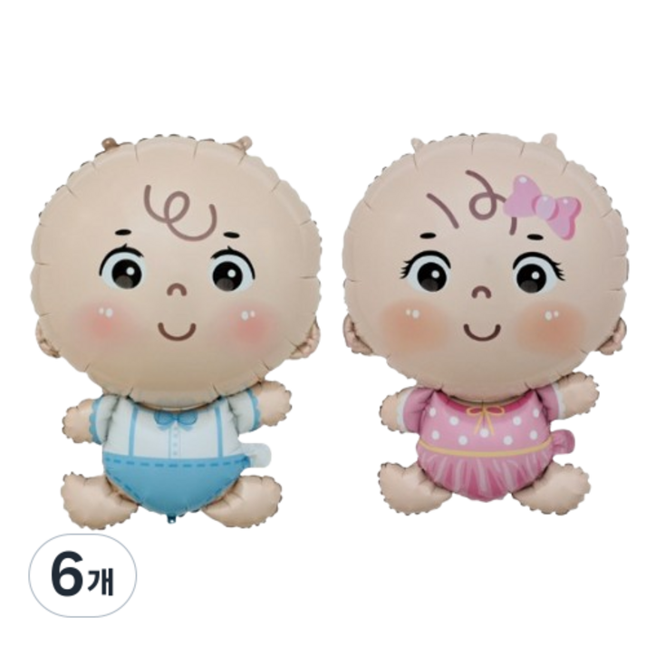 베이비샤워 홈파티 남편 서프라이즈 이벤트 아기호일풍선, 6개, 남아여아