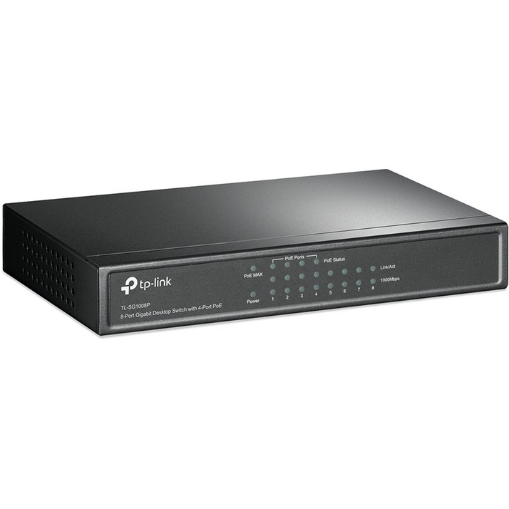 티피링크 8포트 기가비트 데스크탑 PoE 스위칭허브, TLSG1008P