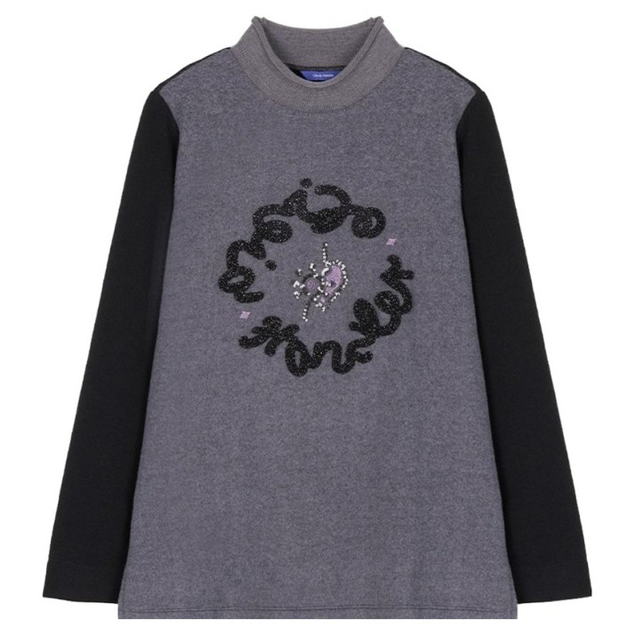 올리비아하슬러 여성용 부클 스팽글 자수 루즈핏 티셔츠 OHBWTS201