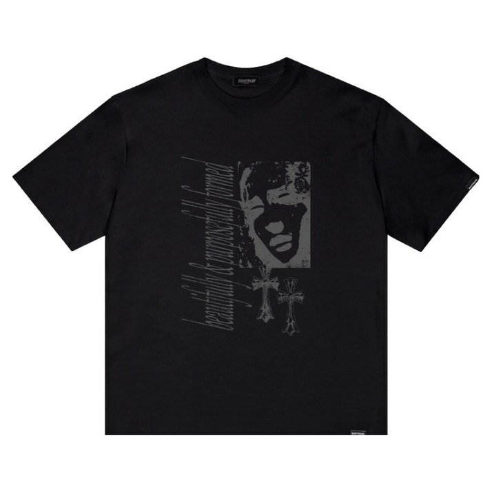 세인트페인 남녀공용 레터링 마리아 반팔티