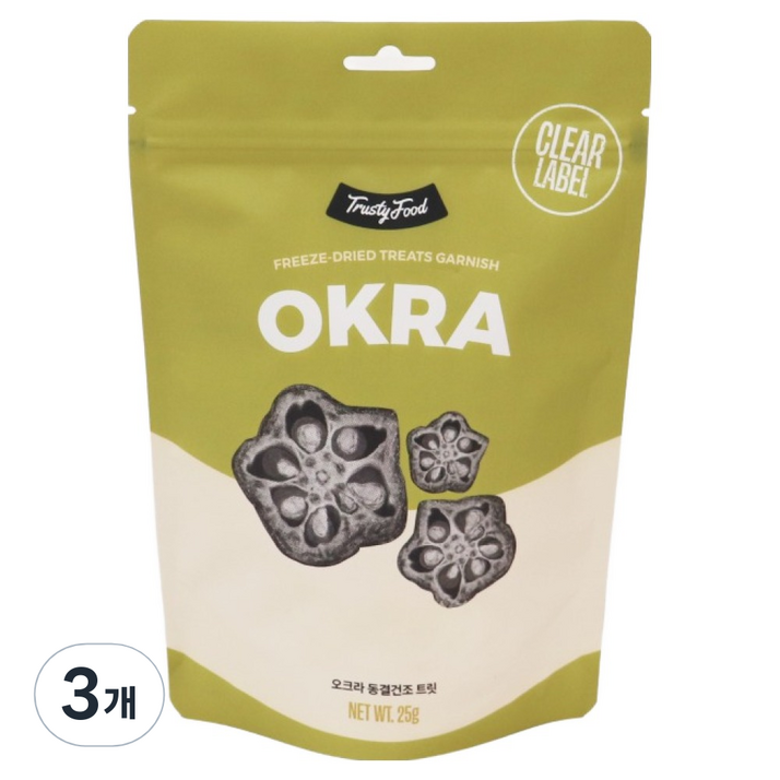 트러스티푸드 강아지 동결건조 야채 간식, 3개, 25g, 오크라