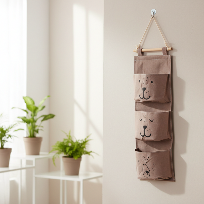 조인메이드 곰 침대 옆 도어 패브릭 방수 가방 보관 벽걸이 수납 포켓