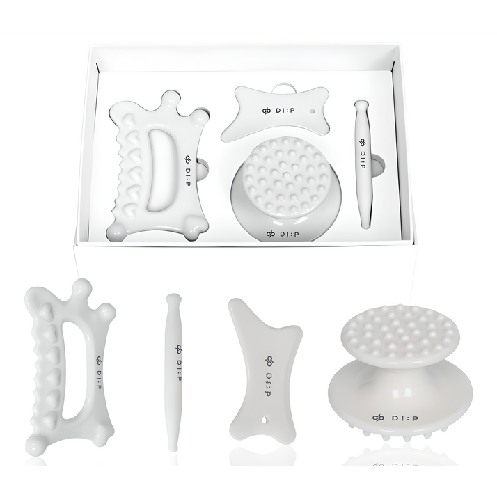 디프 프리미엄 세라믹 괄사 4종세트 두피 바디 승모근 경락마사지 한번에 4 in 1