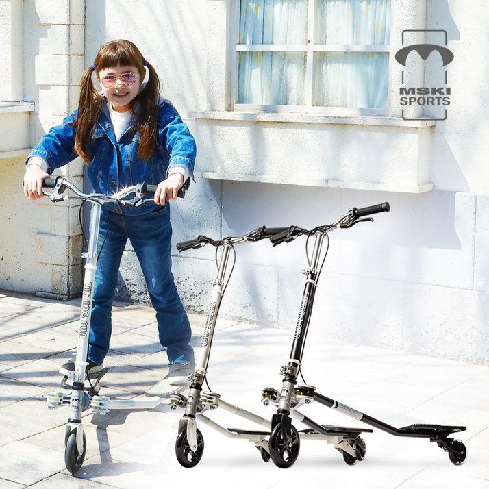 엠스키 세미 틸팅 LED 트라이더 슬라이더 세발킥보드 온가족용 MAX 100kg, BLACK, 1개