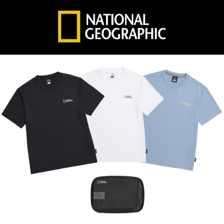 [매장정품] 내셔널지오그래픽 반팔티 1+1 기능성 티셔츠 남여공용 냉감 드라이핏 라운드넥 티