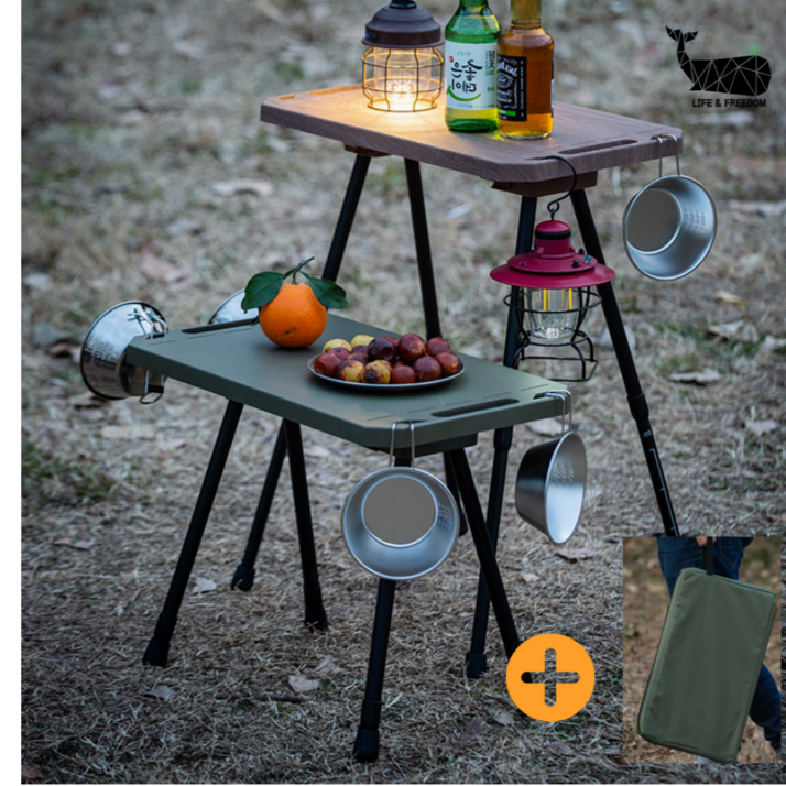 캠핑 사이드 테이블 높이조절 듀랄루민 경량 차박 감성 사각테이블 + 전용가방