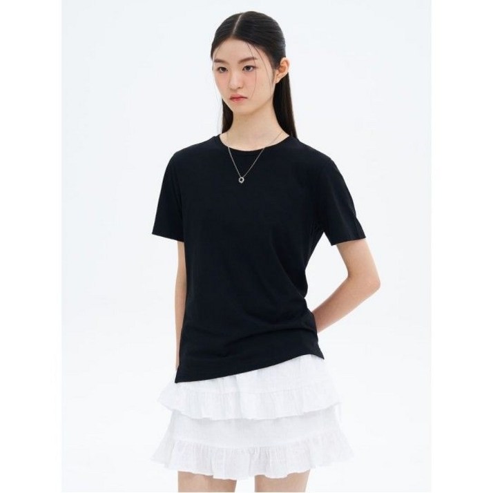 에잇세컨즈 8SECONDS 코튼 베이직 라운드넥 반소매 티셔츠 블랙 355642LY15 187332