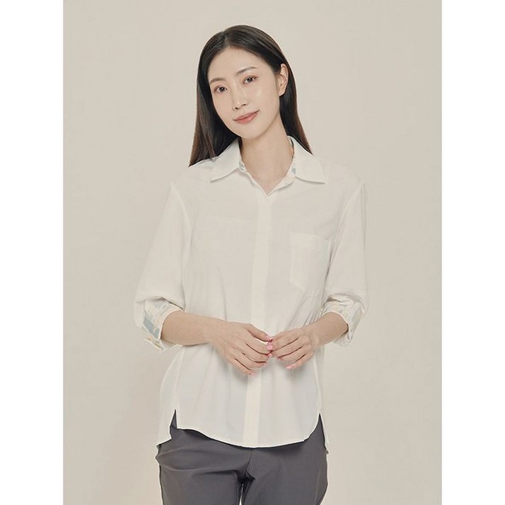 올리비아하슬러 화이트 히든 나염배색 셔츠 OHCMBL105