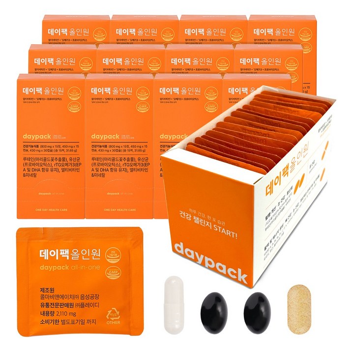 데이팩 올인원 유산균오메가루테인멀티비타민미네랄, 15회분, 12개