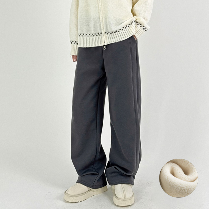 어반블룸 겨울 여성 기모 롱 와이드 루즈 핏 밴딩 트레이닝 팬츠