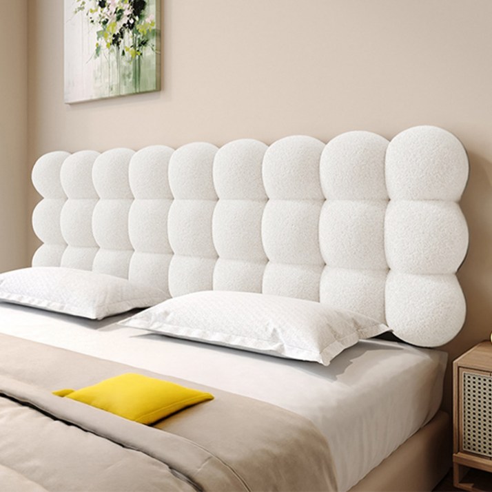 자바조이 침대 헤드 쿠션 구름 등받이 커버 보드 리폼 등 머리 벽 가드, 크림 화이트