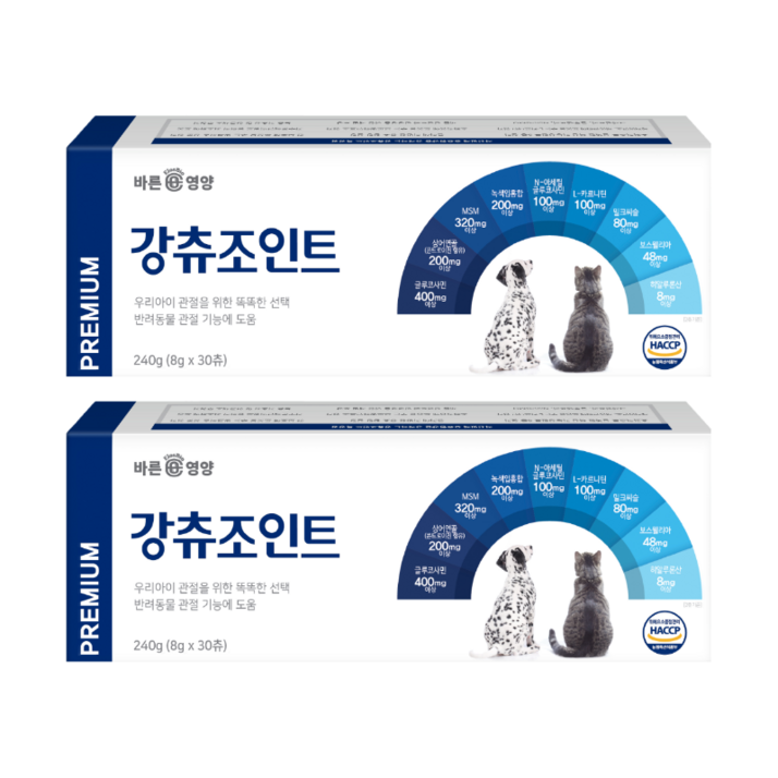 바른뉴트리펫 강츄조인트 강아지 고양이 관절 슬개골 영양제 콘드로이친, 강츄조인트, 2개, 뼈/관절강화