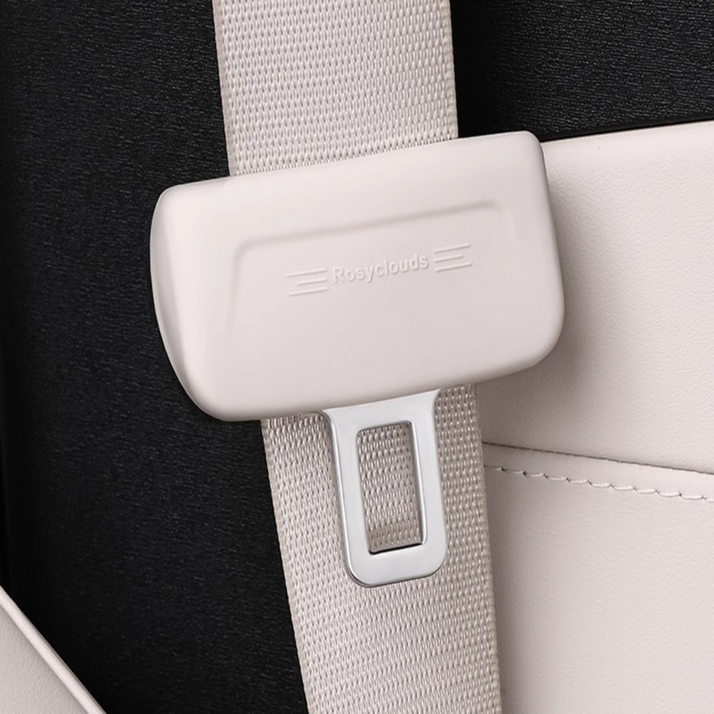 차량용 안전벨트 실리콘 커버 버클 클립 스크래치 기스 흡집 소음 방지, 4개, 베이지 그레이