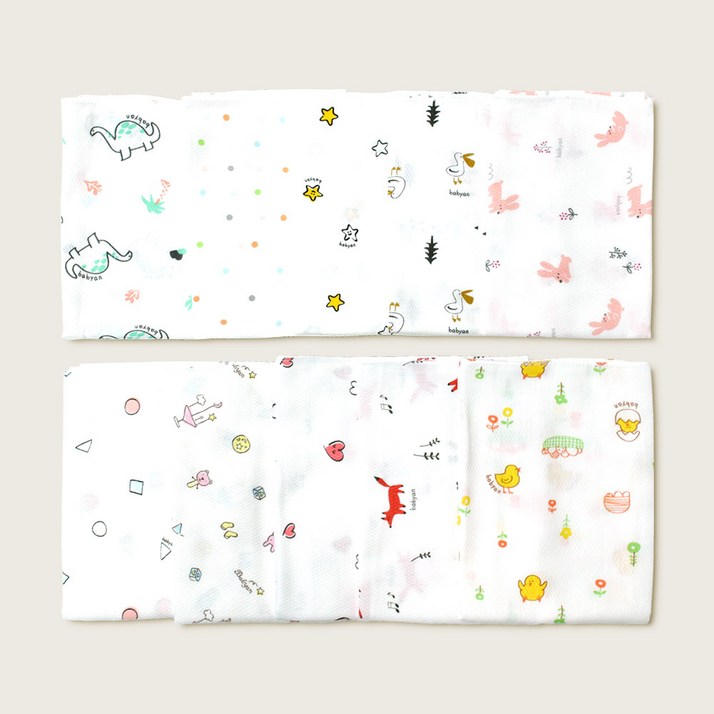 베이비앙 순면 나염 아기 가제 엠보손수건 10장혼합가능오후5시이전 주문건 당일출고