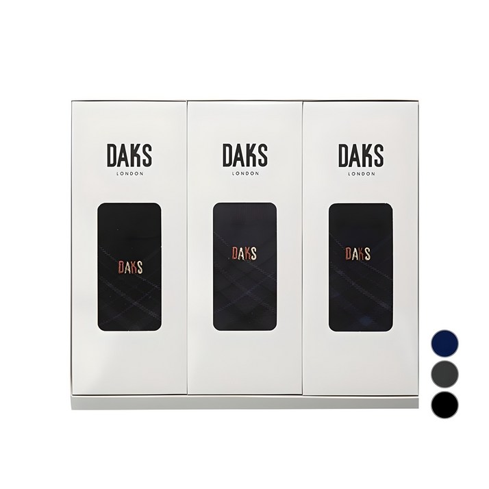 닥스 남성용 신사 중목 체크 3족 양말 선물세트  쇼핑백