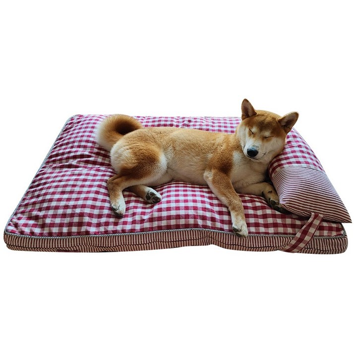 [쓰리몰] 사각 강아지 방석 애견 쿠션 고양이 침대 매트리스 커버 분리형 (대,중,소), 브라운, 1개