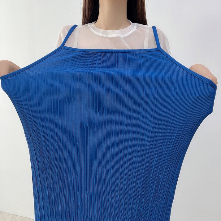 (55~77) 플리츠 나시 민소매 레이어드 롱 주름 원피스 4color 빅사이즈 가능