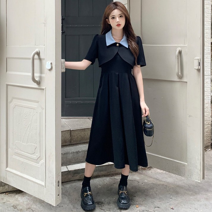 Larkin 여성 여름 캐주얼 반팔 롱 빅사이즈 원피스 세트