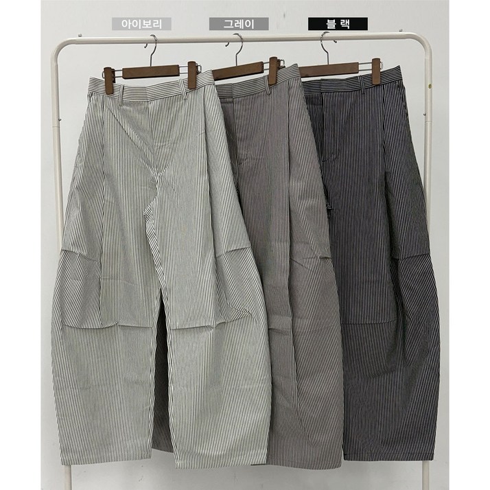 뒷밴딩 스트라이프 벌룬 팬츠