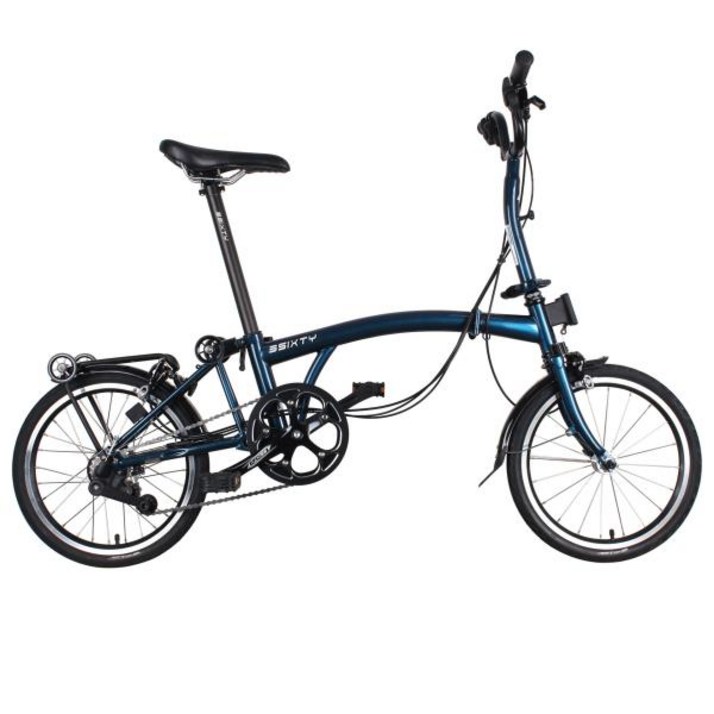 3SIXTY 접이식 자전거, 6 단 M-바 S6 카멜레온 블루 고탄소강 프레임, 알루미늄 합금 림, 접이식 자전거