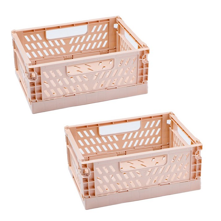 다용도 수납 폴딩박스 공간활용 접이식 정리함, 2개, 크림베이지