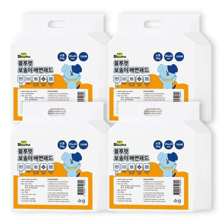 블루펫 실속형 강아지 배변패드 20g 400매 건강체크패드 포함