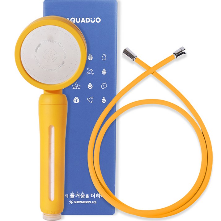 아쿠아듀오 블라썸 샤워기 + PVC 샤워호스 1.5m 세트 옐로우, 1세트 7043801671