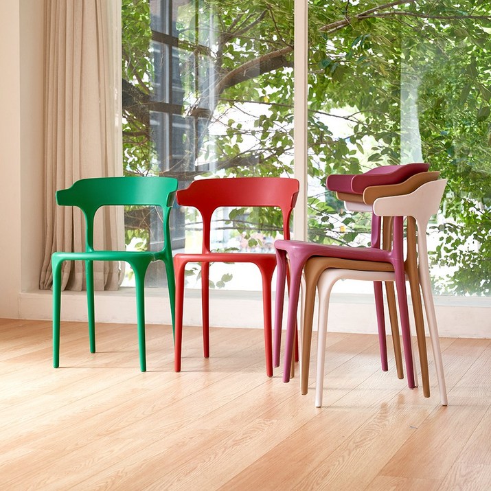 에코 플라스틱 인테리어 디자인 카페 식탁 의자 5color, 버건디, 1개