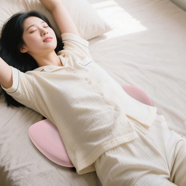 Jeernare 수면 허리베개 침대허리지지 요추베개 메모리폼 허리 받침 아이스 겉감, 핑크