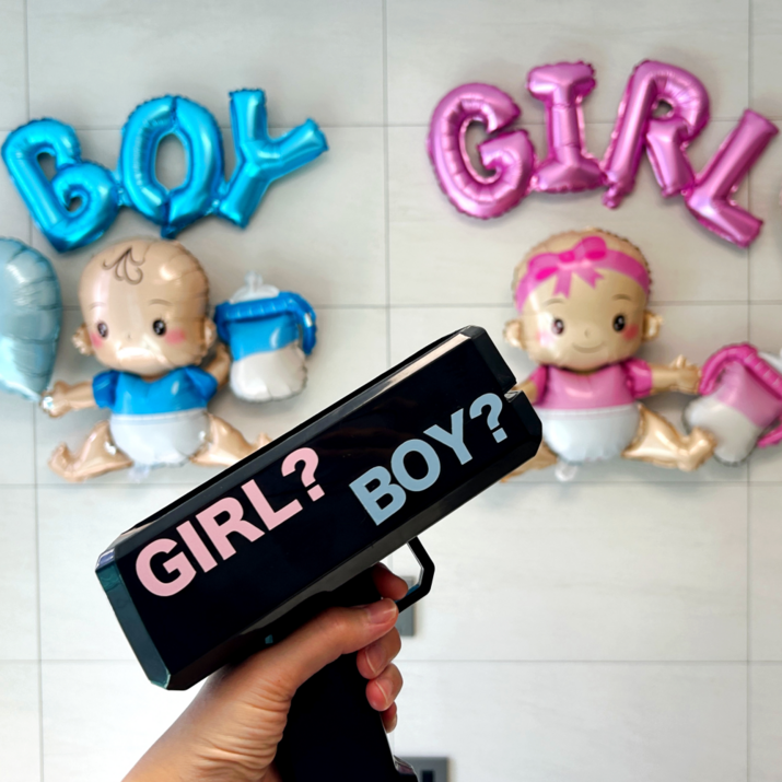 커멘드에스 베이비샤워 젠더리빌 이벤트 파티건 성별공개 아들 딸 풍선세트, 1개, 파티건  여아