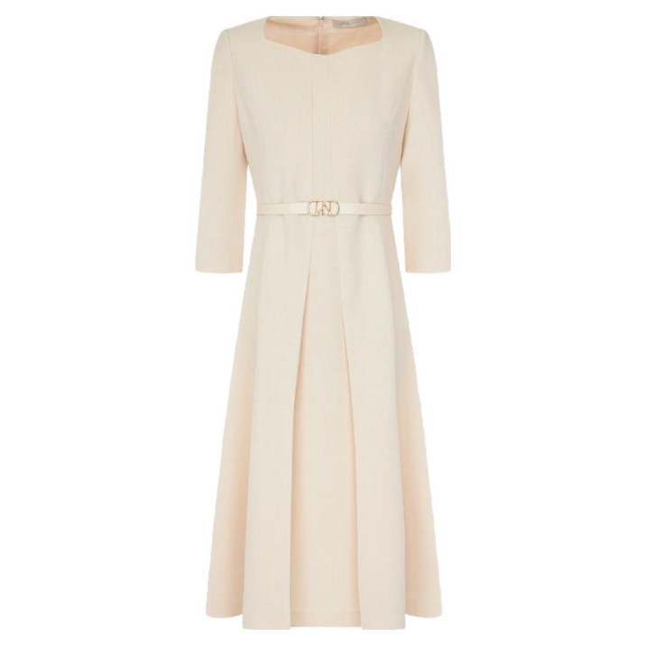 라인어디션 여성용 하트넥 로고 벨티드 원피스