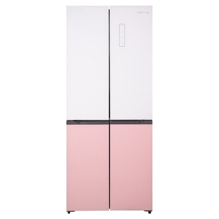 쿠잉전자 글램 글라스 대용량 418L 양문형 4도어 냉장고 방문설치, MD405GWP