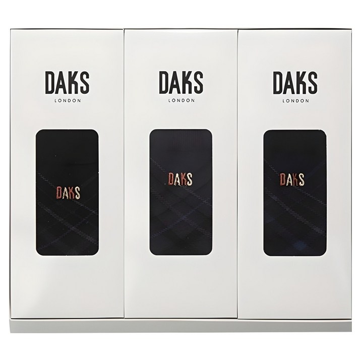 닥스 남성용 신사 중목 체크 3족 양말 선물세트 + 쇼핑백