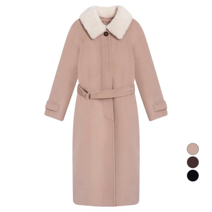 올리브데올리브 여성용 뽀글 퍼카라 롱코트