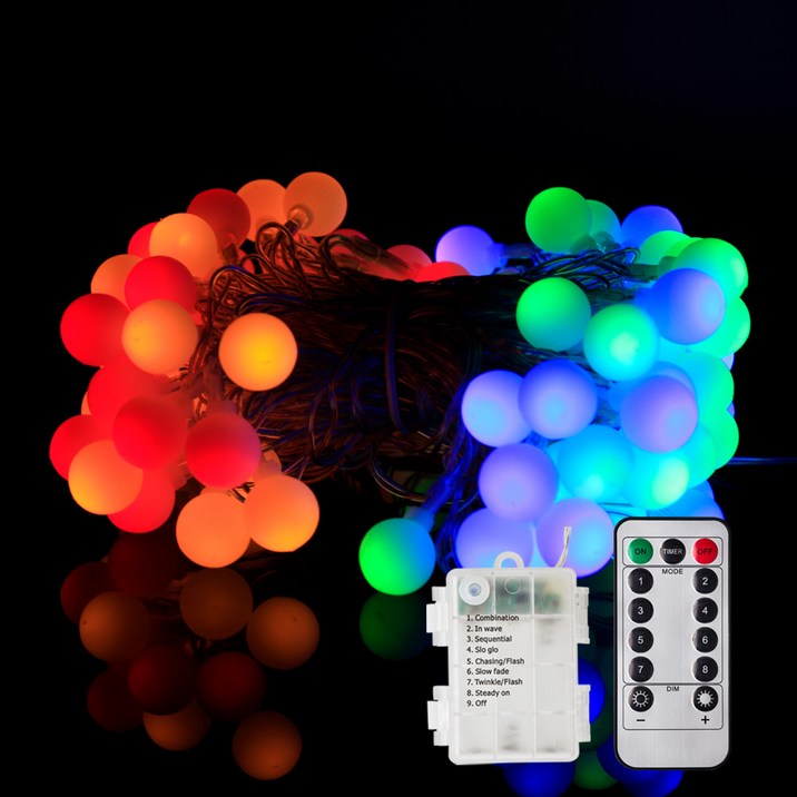 가온 홈벨리쉬 방수건전지팩 앵두전구 줄조명 50구 + 8모드 리모컨 F19