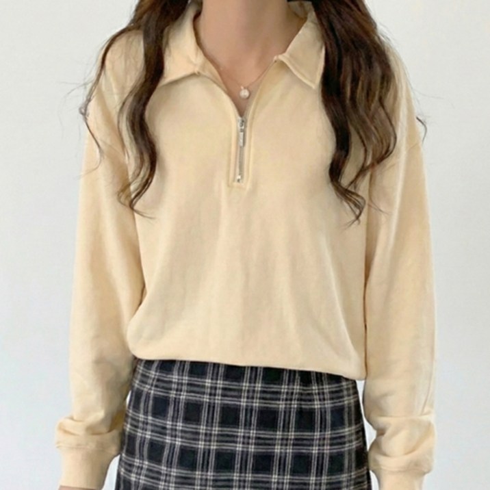 파라다이소 아이캔심플 어반 캐주얼 무드 하프집업 카라 맨투맨