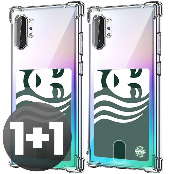 LIVING GRAY 갤럭시 노트10 노트10플러스 카드 수납 포켓 에어 쿠션 투명 케이스 1+1