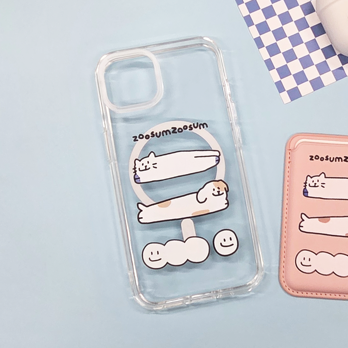 [만족철푸덕냥] 투명 맥세이프 젤하드 케이스  드로잉 아이폰 16 15 14 13 mini pro plus max 갤럭시 25 24 23 22 plus ultra