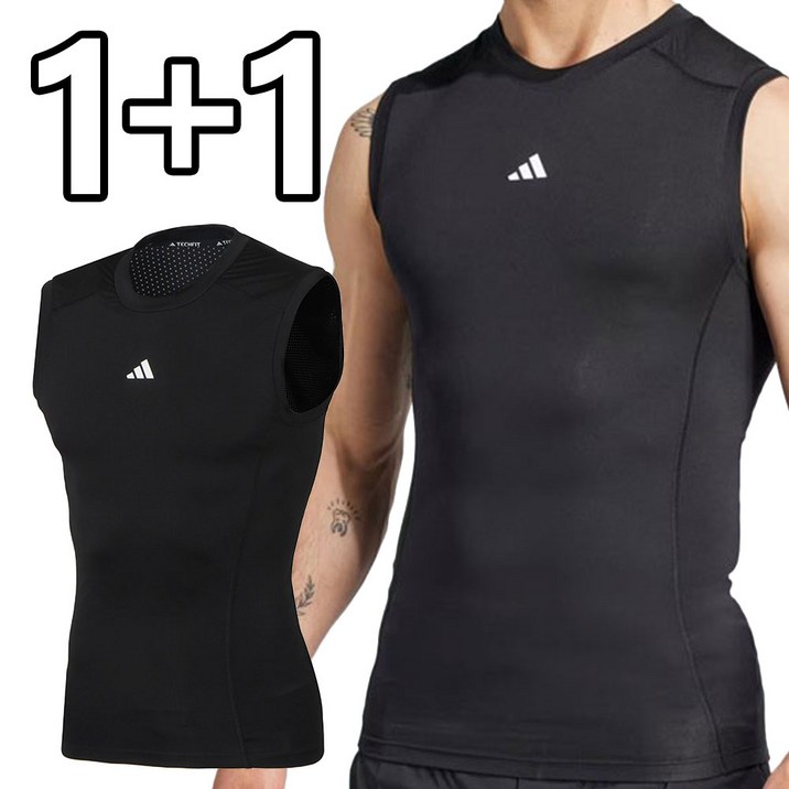 [1+1] 아디다스 민소매 스포츠 나시 나시티 TF 블랙 남여공용 운동복 + ALS 마스크