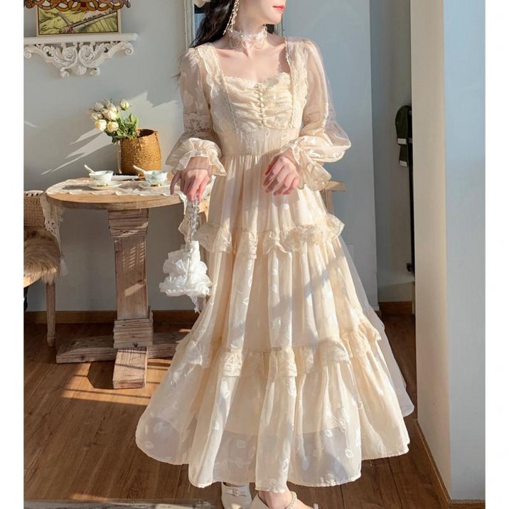 중세 복고풍 로맨틱 원피스 로판 드레스 레트로
