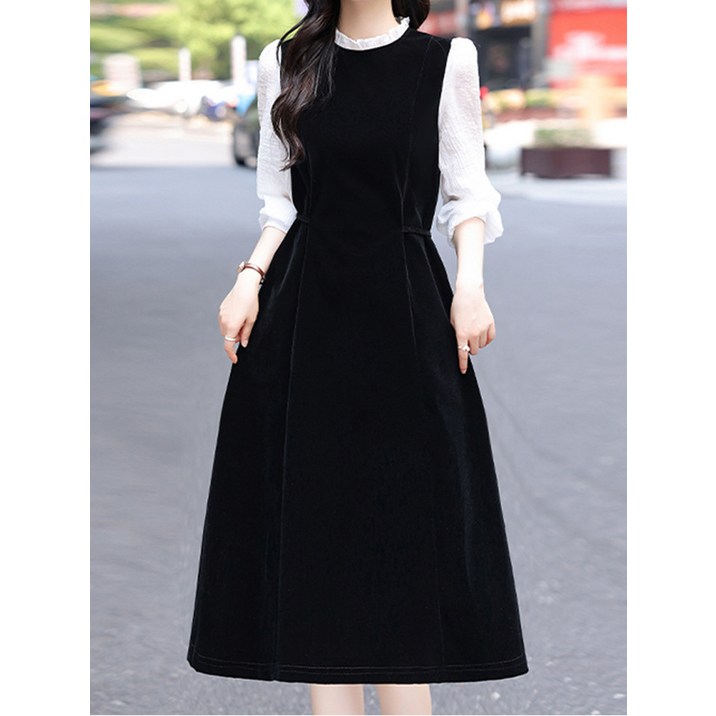 비바로그 비바로그 커즈니 레이어드 배색 원피스