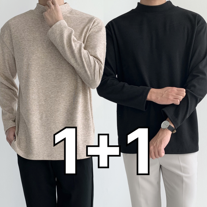 [1+1] 핏노블 남자 반목티 니트 반폴라 목폴라 티셔츠
