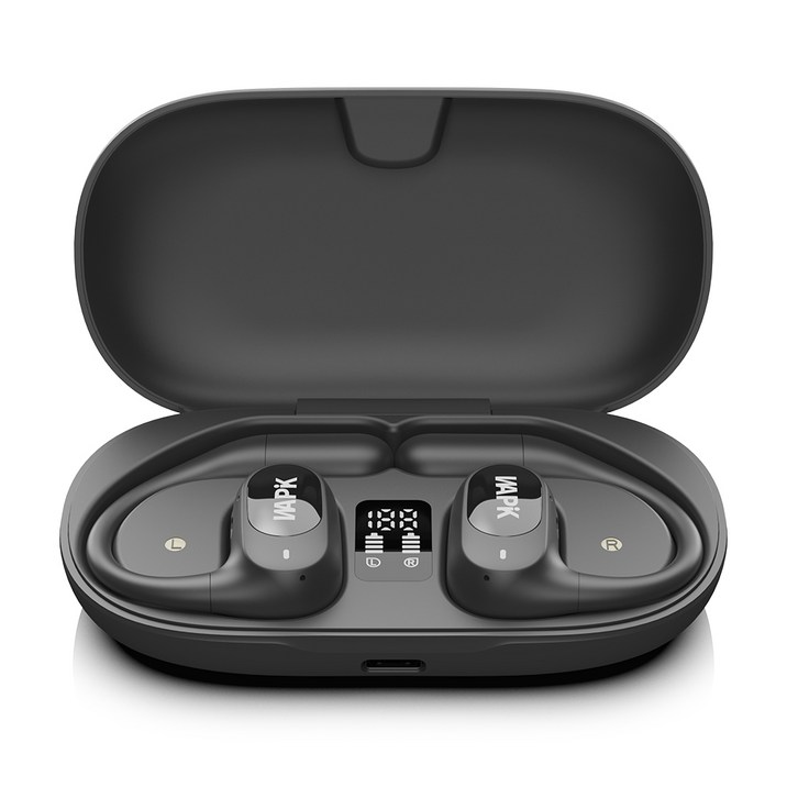 와피크 오픈형 블루투스 무선이어폰 RS3 귀걸이형 HI-FI 5.4 ACC ENC 노이즈캔슬링, 블랙, RS3