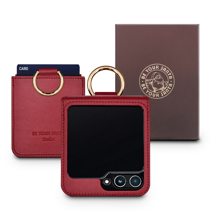 갤럭시 Z플립6 케이스 이태리 천연가죽 힌지보호 카드수납 링 루나케이스, 돌체케이스